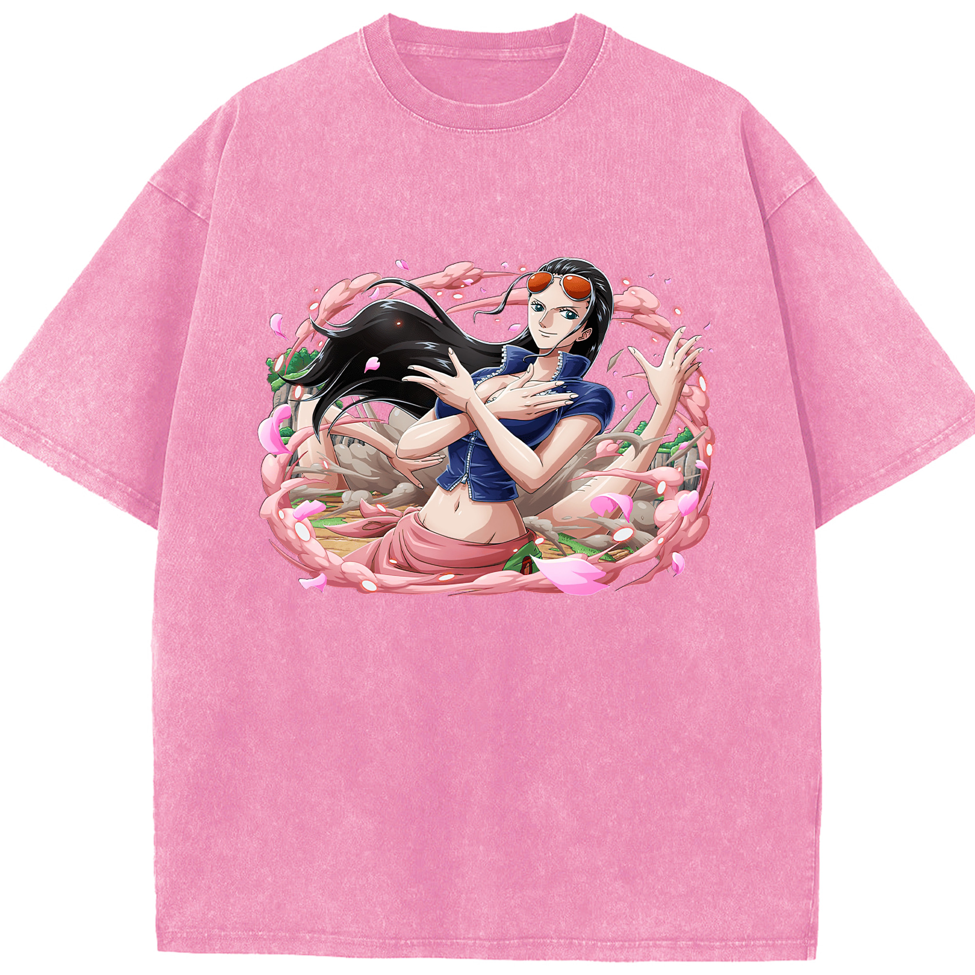 ワンピース ニコ・ロビン ONE PIECE Nico Robin 綿100% ヴィンテージ風 半袖Tシャツ（フロントプリント）